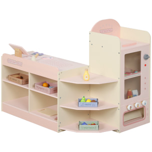 Jeu de la marchande en bois - jeu imitation supermarché enfant - beige rose