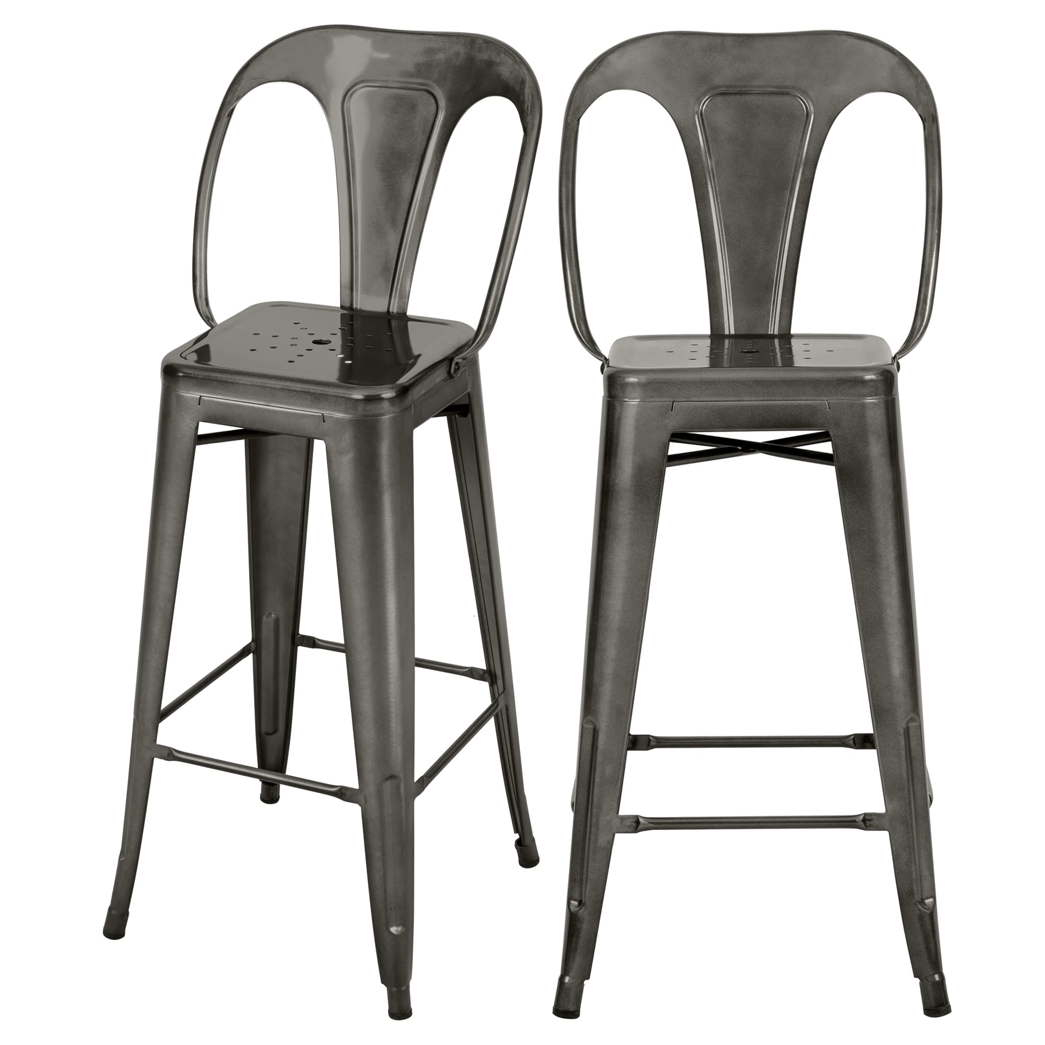 Lot de 2 chaises pour îlot central 67 cm en métal gris anthracite - Indus