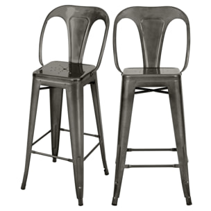 Lot de 2 chaises pour îlot central 67 cm en métal gris anthracite - Indus