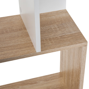 Bibliothèque étagère meuble de rangement design contemporain en S 5 étagères 60L x 24l x 185H cm effet chêne blanc