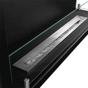 Sutri 90 - Camino a Bioetanolo da Incasso Angolare Destro 90x45x22,4 cm con Bruciatore 1,5lt in Acciaio