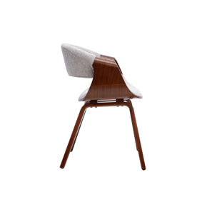 Chaise design en tissu effet velours texturé gris et bois foncé ARAMIS