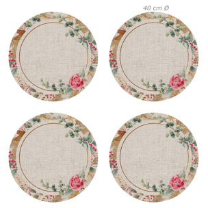 VINILIKO, set de 4 individuales de mesa Circular Corona Navideña 4u-[Diam] 40 cm