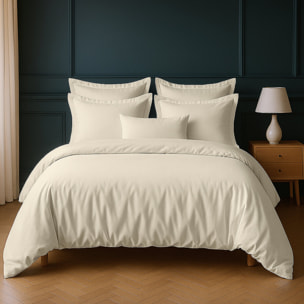 Parure housse de couette + 1 taie 100% coton 57fils ivoire