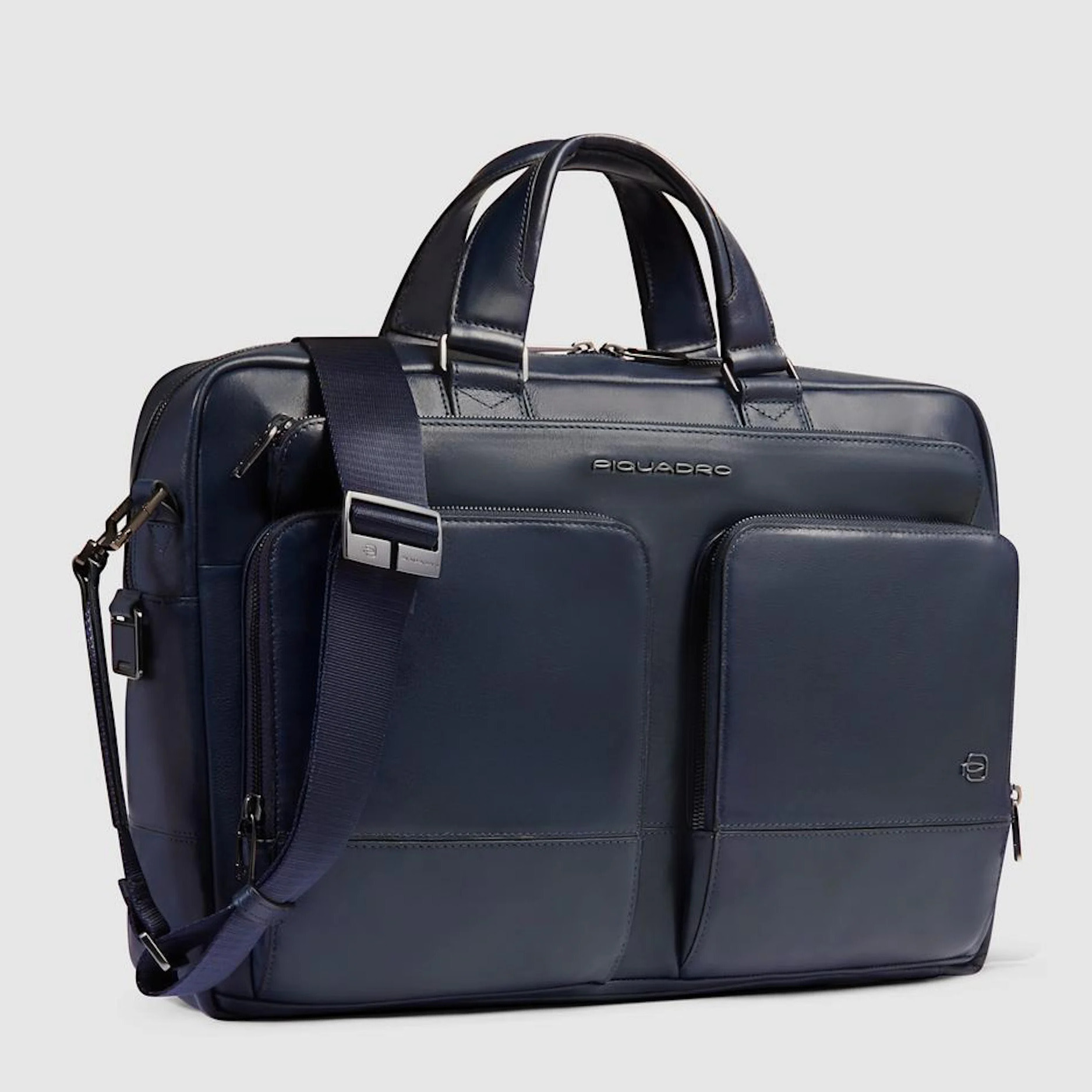 Piquadro Borsa porta in pelle porta pc e iPad® con protezione antiurto, tasca porta bottiglia