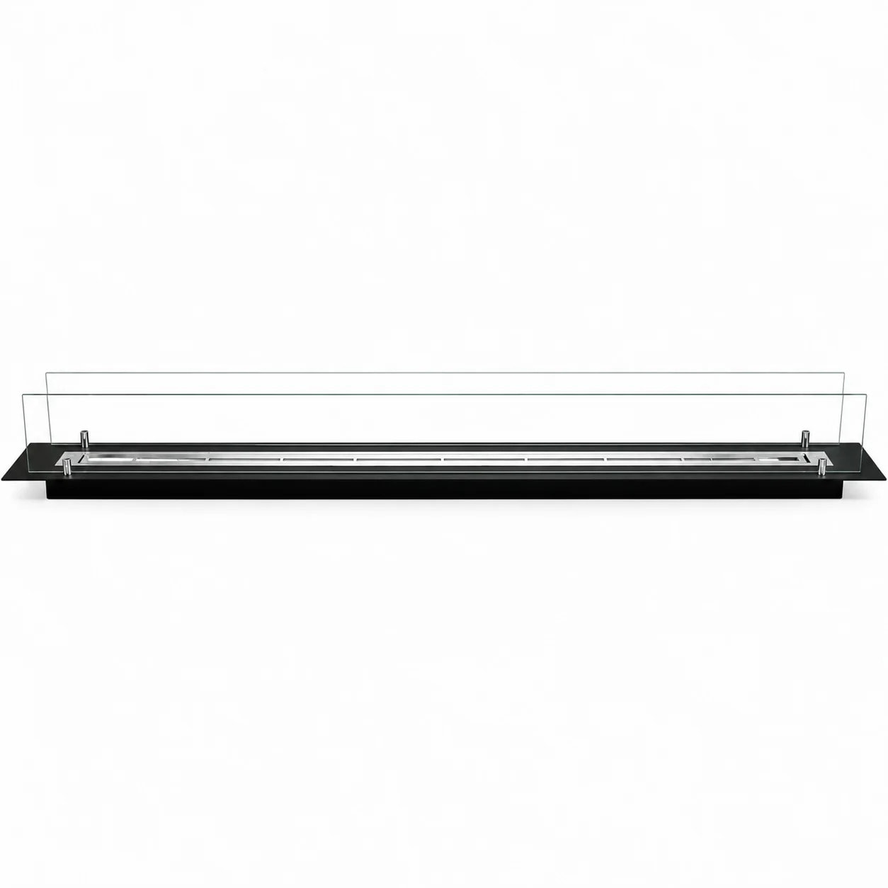 Bruciatore Per Camino A Bioetanolo 148x21x19,4 cm Da Incasso 3lt con Vetri in Cristallo e Acciaio Inox