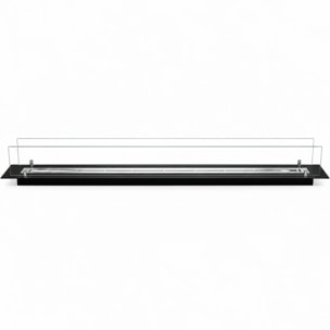 Bruciatore Per Camino A Bioetanolo 148x21x19,4 cm Da Incasso 3lt con Vetri in Cristallo e Acciaio Inox