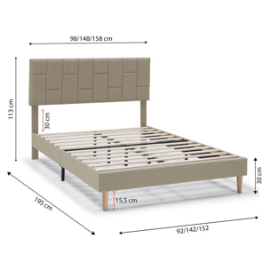 Estructura de Cama tapizada Sorni de 30 cm, 90/135-140/150x190 cm, Beige