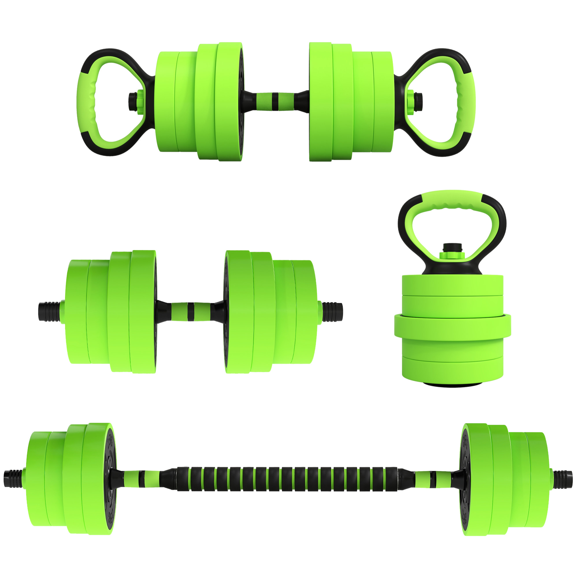 Juego de Mancuernas Ajustables, 4 en 1, 30kg, Juego de Pesas Utilizado como Kettlebell, Barra, Mancuernas o Soporte para Flexiones, Equipo de Fitness para Hombres y Mujeres, Gimnasio en Casa