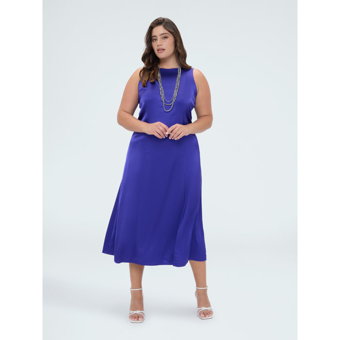 Fiorella Rubino - Vestito lungo smanicato in raso di viscosa - Viola