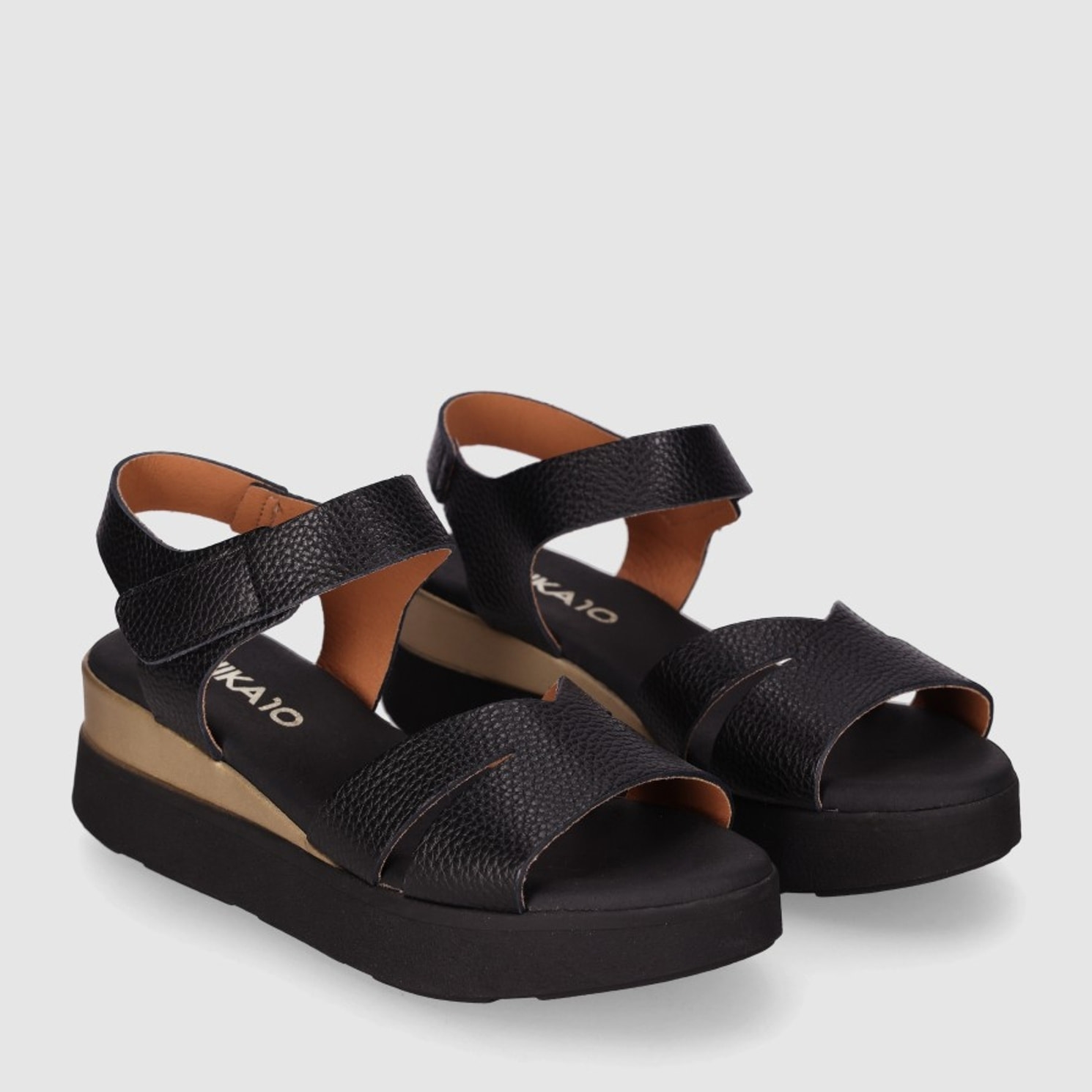 Sandalias de Piel - Negro - Tacón: 4 cm