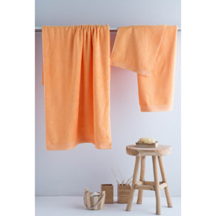 Set de 3 serviettes en coton 450 gr/m2 couleur Mangue