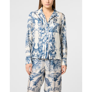 PHILIPP PLEIN Silk Pajama Shirt Butterfly Tattoo