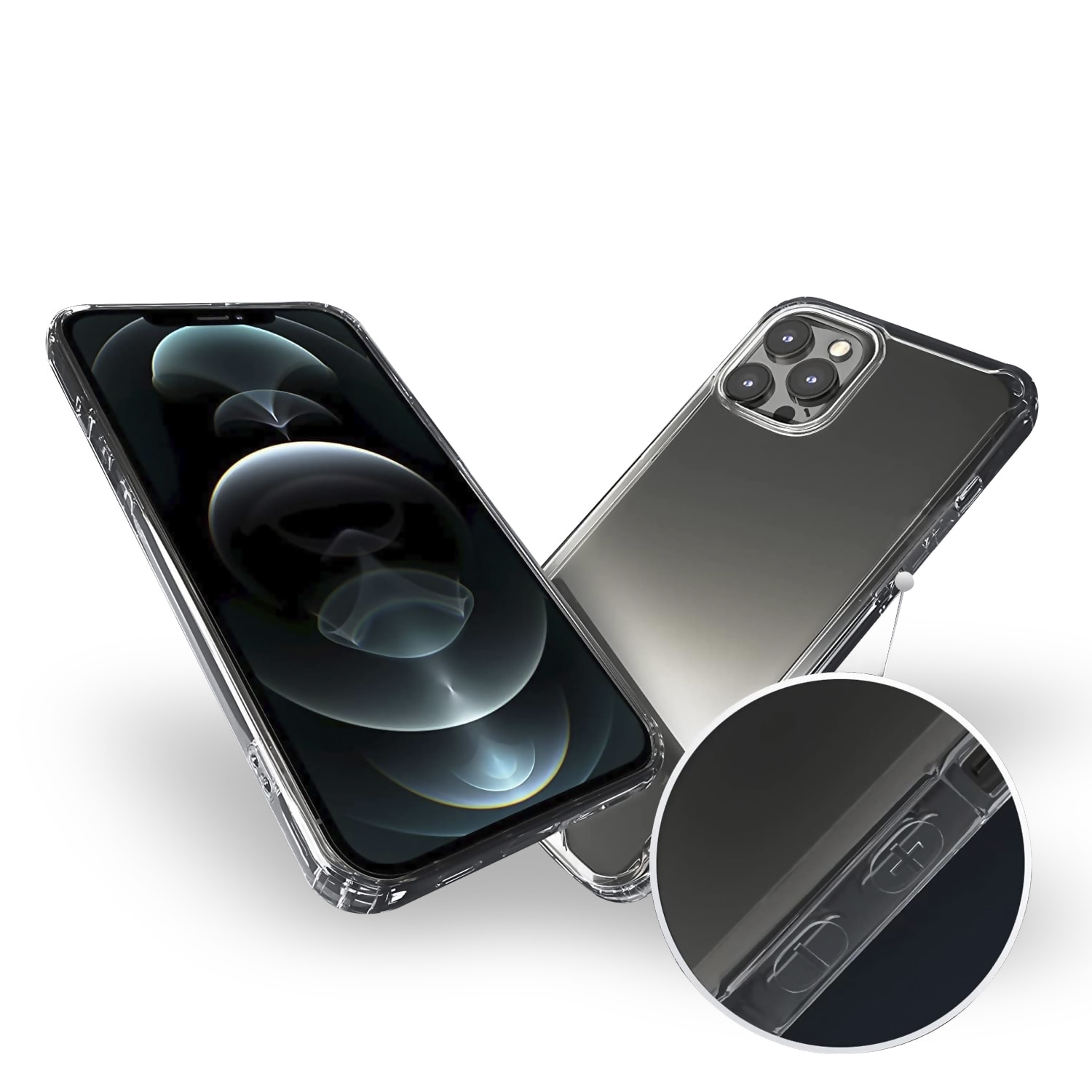 DAM Custodia antiurto  Armor trasparente con bordi rinforzati per iPhone 12 / 12 Pro 7,43x1,02x14,95 cm. Colore trasparente