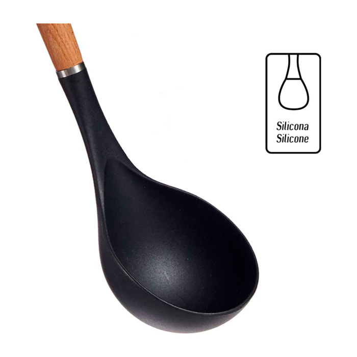 CUCHARA NYLON MANGO MADERA DE HAYA 32,5CM
