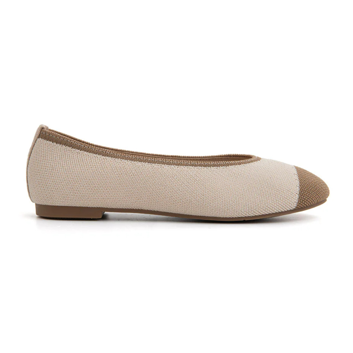 Ballerina classica micro-intrecciata bicolore - BEIGE