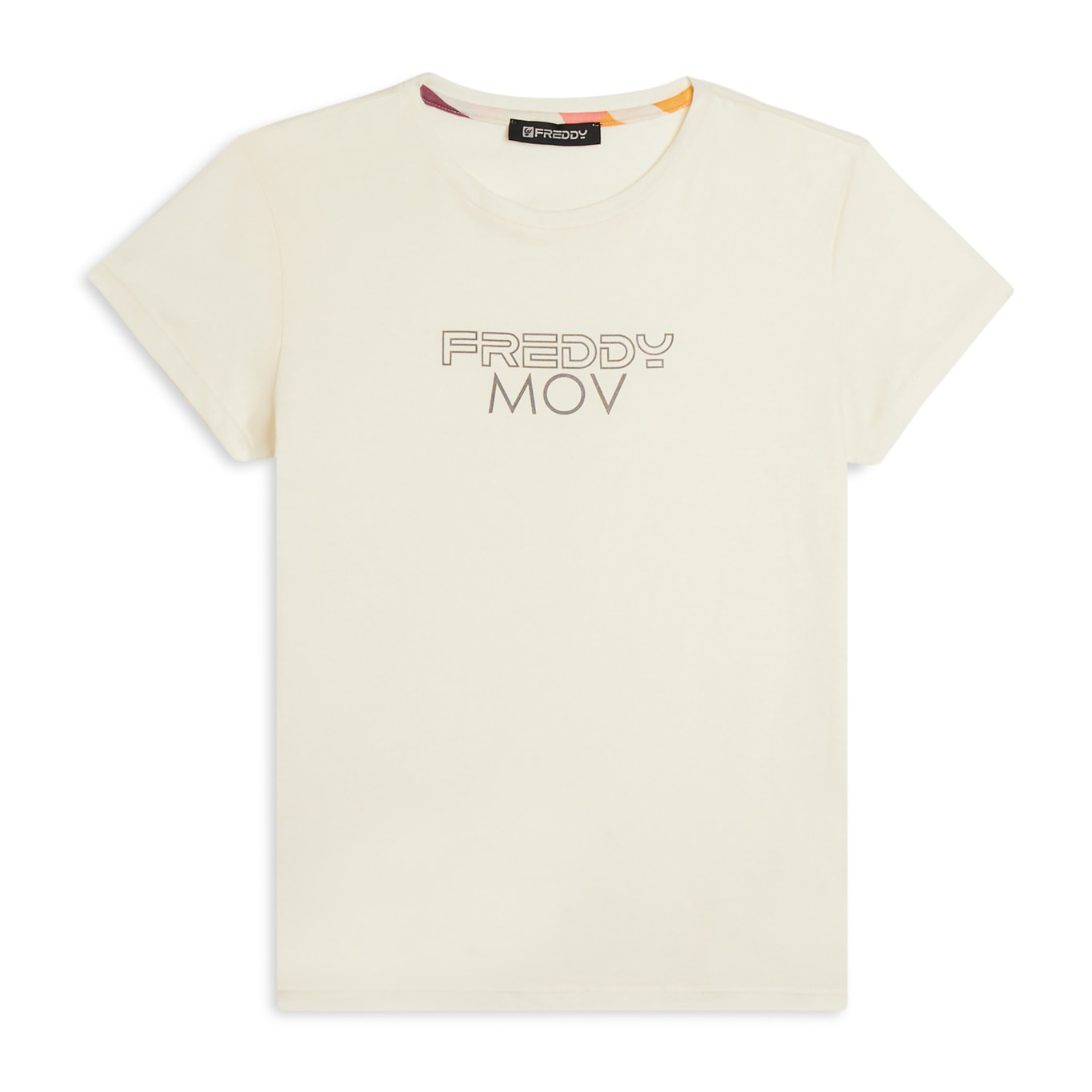 T-shirt Regular con Stampa Metallizzata