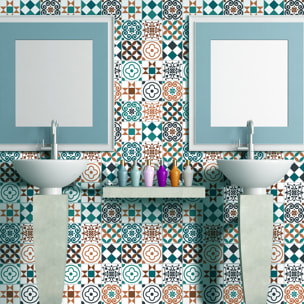 Stickers muraux - Sticker Mural Carrelage adhésif Cuisine Salle de Bain - 30 STICKERS CARRELAGES AZULEJOS LUCINA