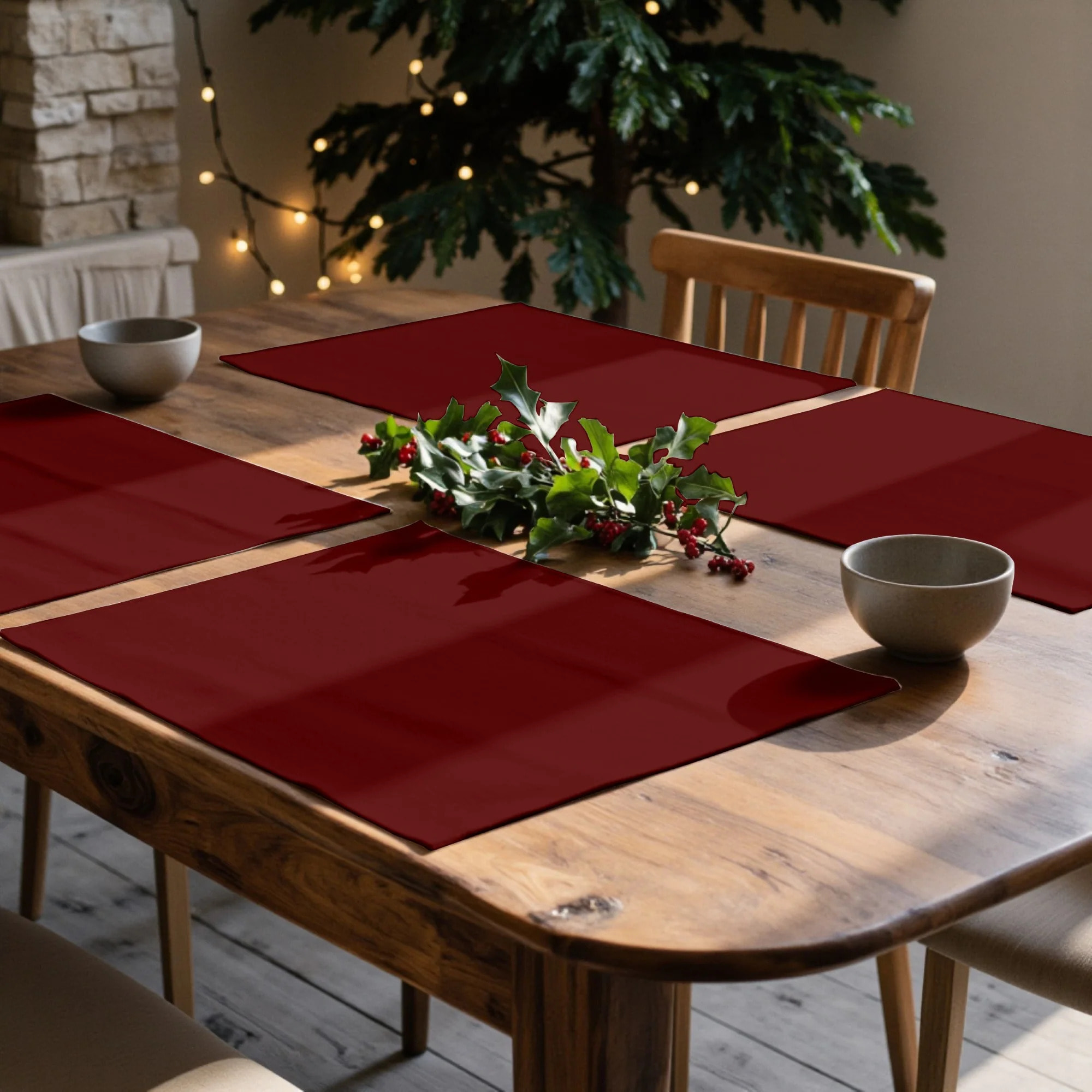 Lot de 2 sets de table anti-taches Rouge Uni