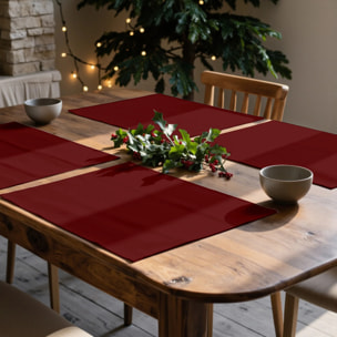 Lot de 2 sets de table anti-taches Rouge Uni