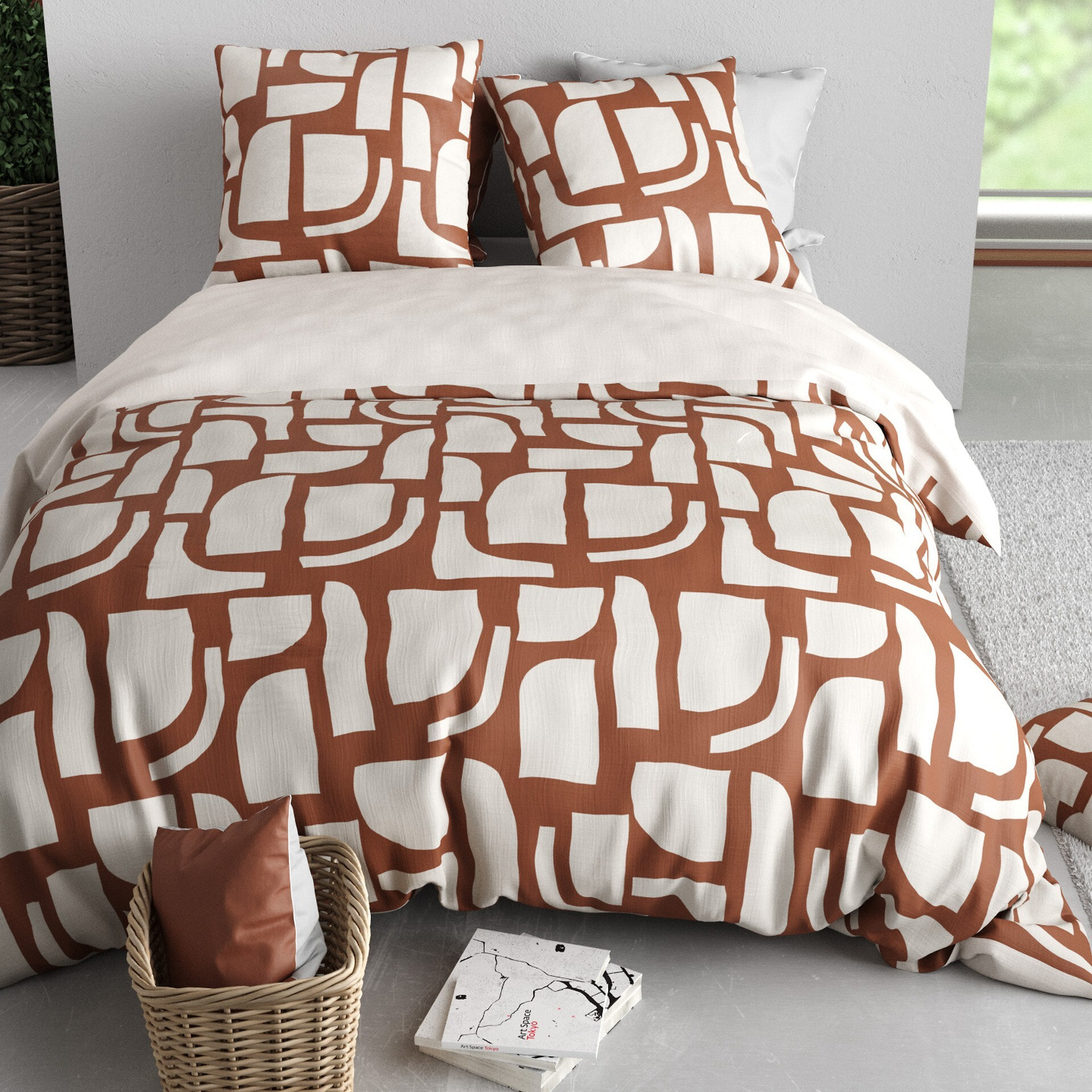 Parure Housse De Couette 3pcs 100% Coton 57 Fils OUMY