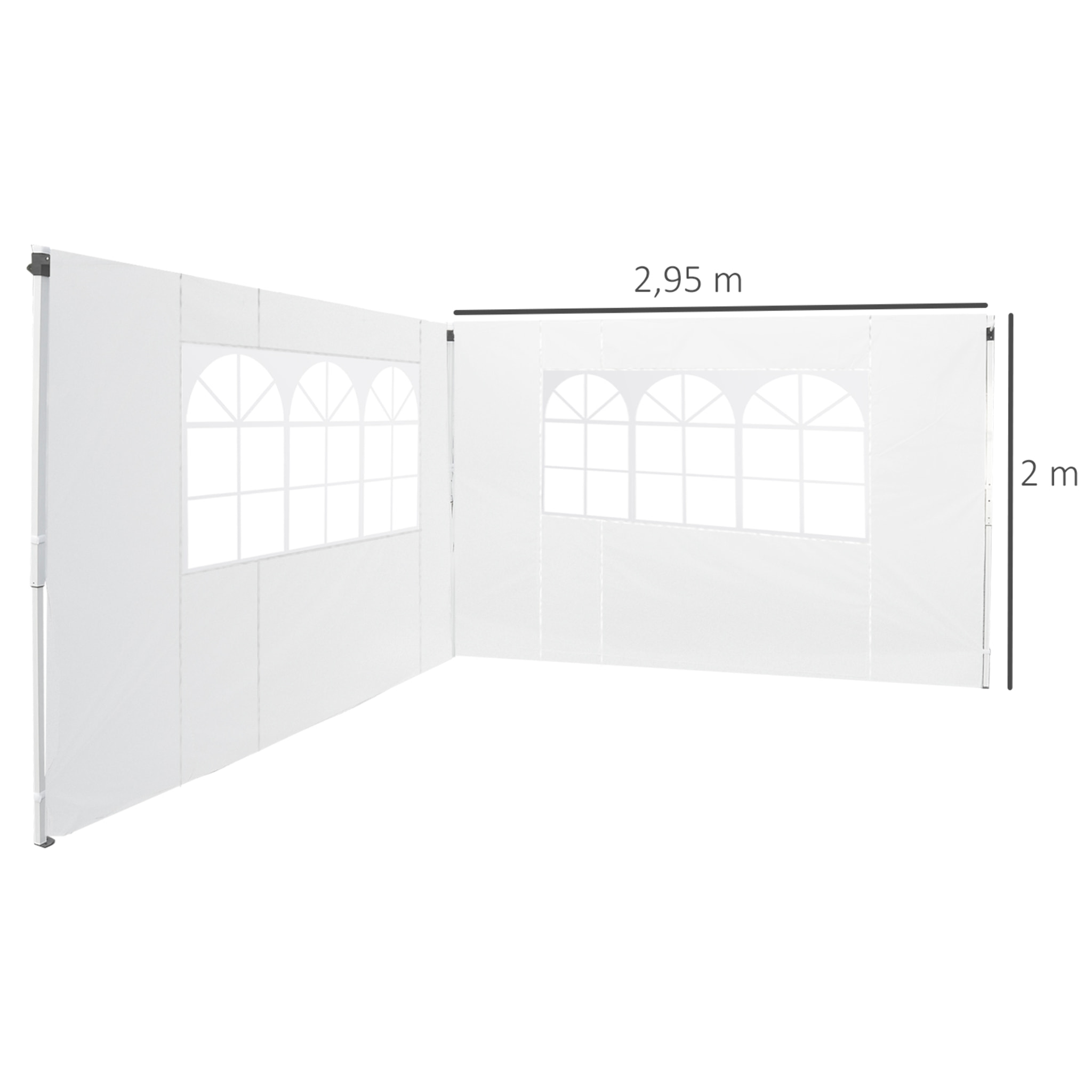 2 Paredes Laterales para Carpa de Oxford 3x2 m Blanco