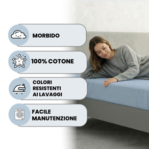 LENZUOLO SOTTO CON ANGOLI MAX COLOR, 100% COTONE MADE IN ITALY
