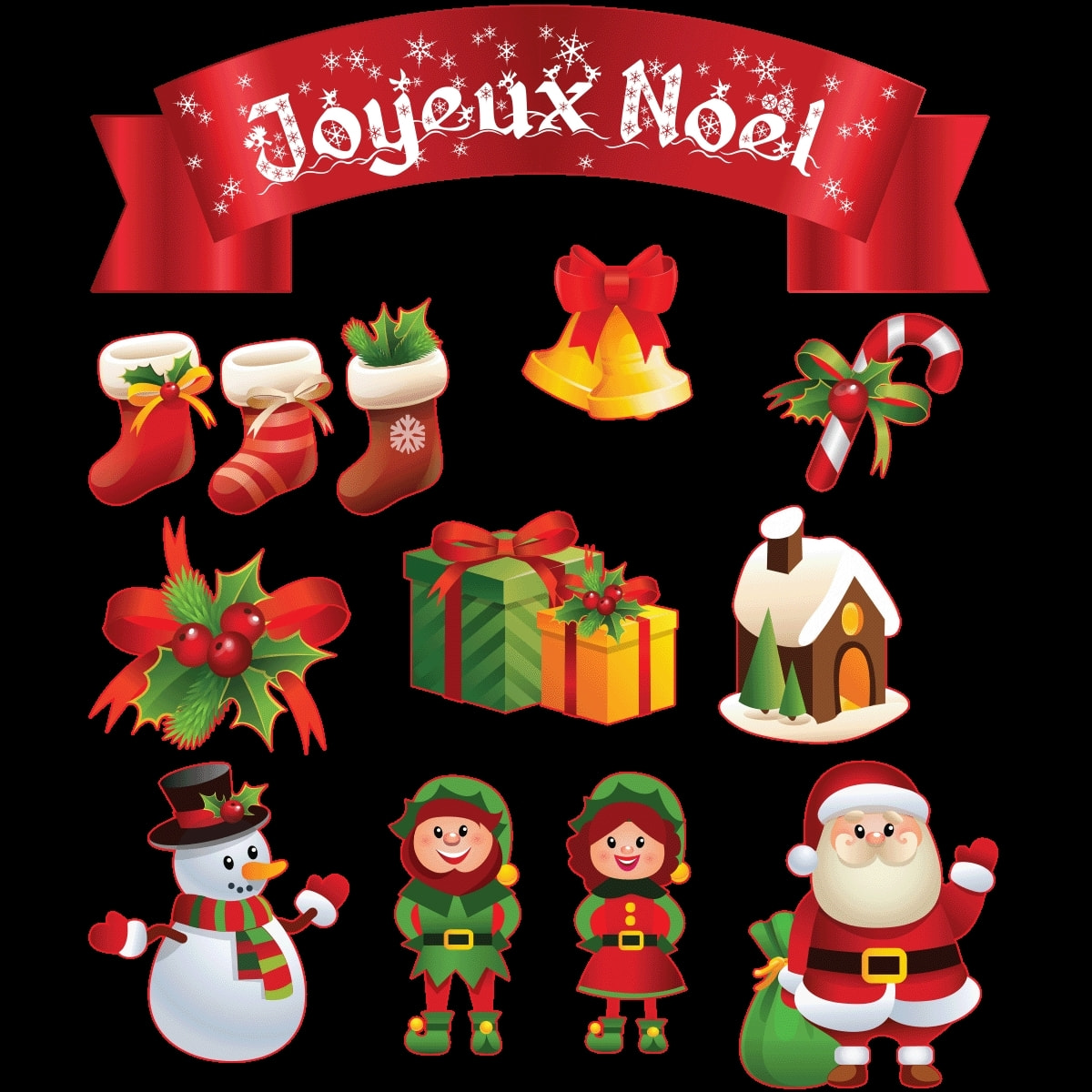 Sticker Noël décoration Joyeux Noël - Autocollants stickers adhésifs noël - décoration fêtes