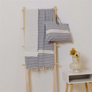 Pack Toalla Pareo + Bolso Raya algodón