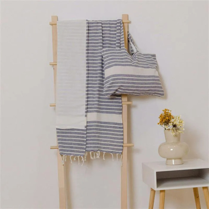 Pack Toalla Pareo + Bolso Raya algodón