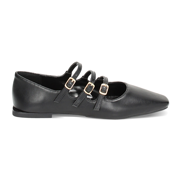Ballerines multi-bracelets noirs