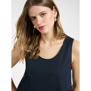 Elena Mirò - Vestido barrel en popelín - Azul