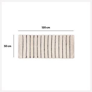 Tapis rayé microfibre 50x120cm - Blanc