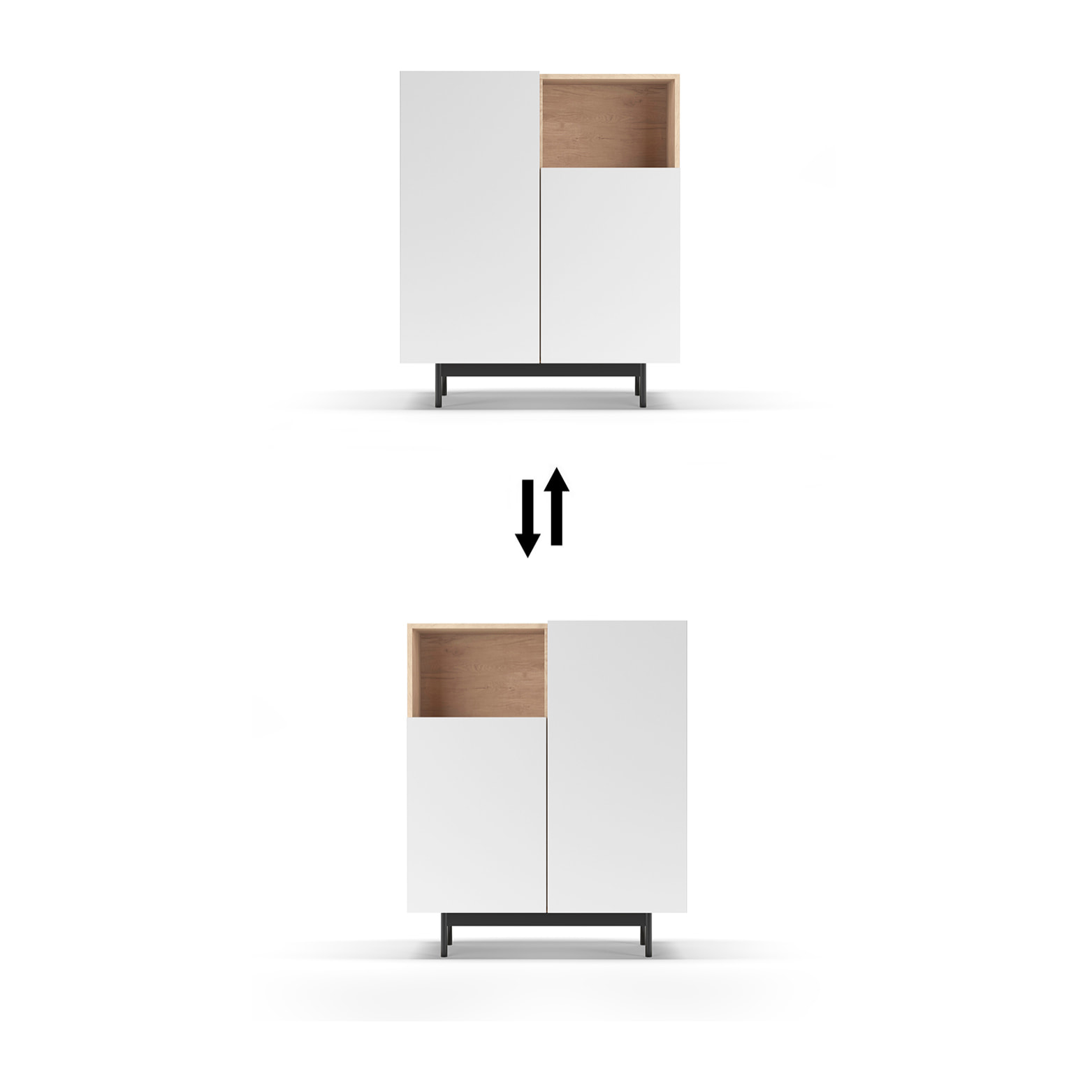 Aparador 1 hueco Printed roble y blanco 110x90x34cm