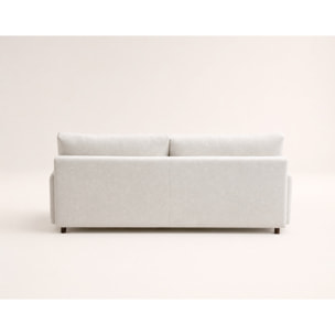 Hortense - Canapé droit 3 places convertible avec coffre en velours texturé - Beige