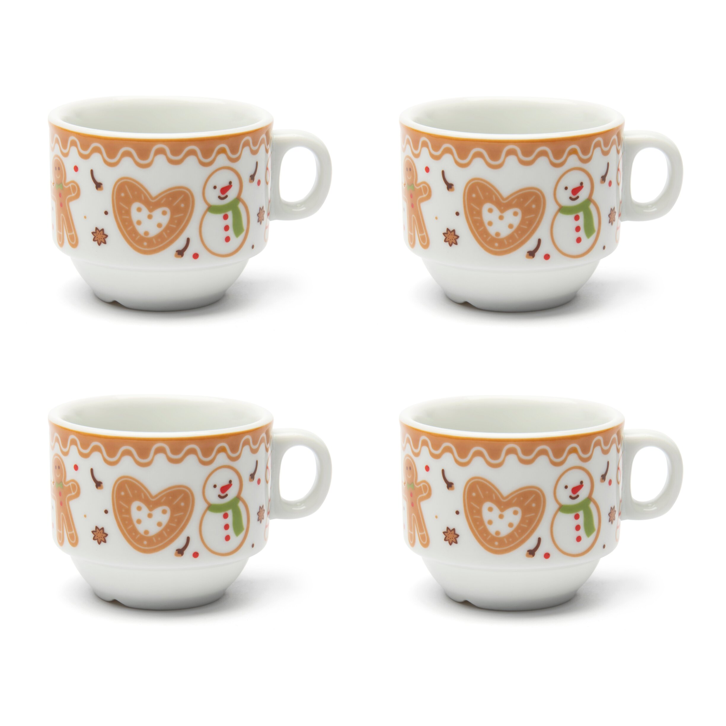 Confezione 4 tazze da caffè con supporto Excelsa – Wonderful Ginger, Porcellana Multicolore