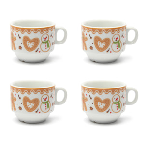 Confezione 4 tazze da caffè con supporto Excelsa – Wonderful Ginger, Porcellana Multicolore