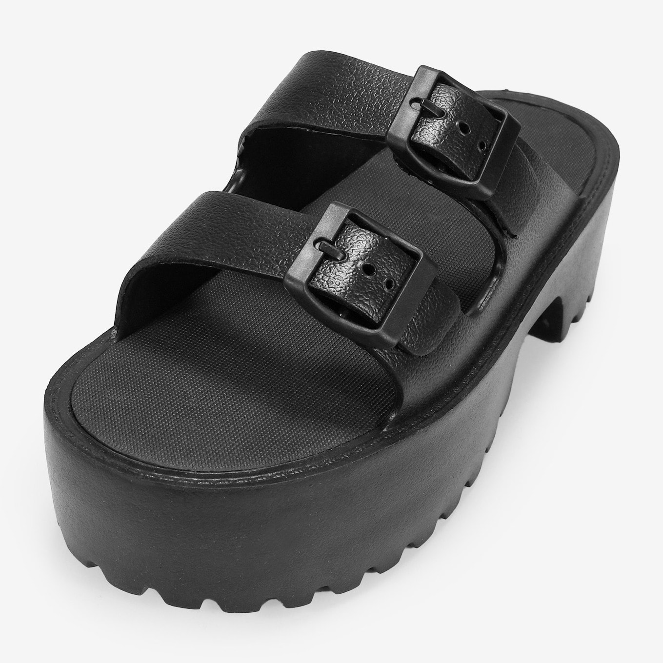 Sandalias de plataforma negras en goma