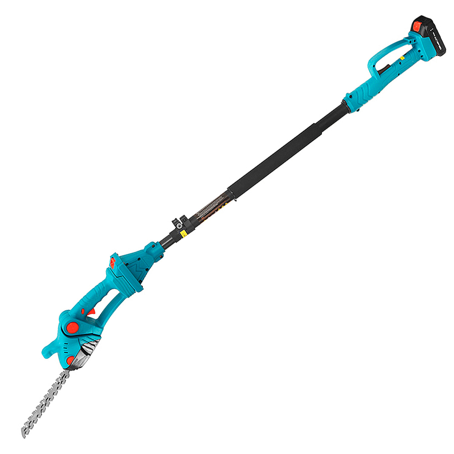 Recortadora de setos eléctrica 21V con 1350 rpm, 15000mAh y mango alargado de 1.5m.