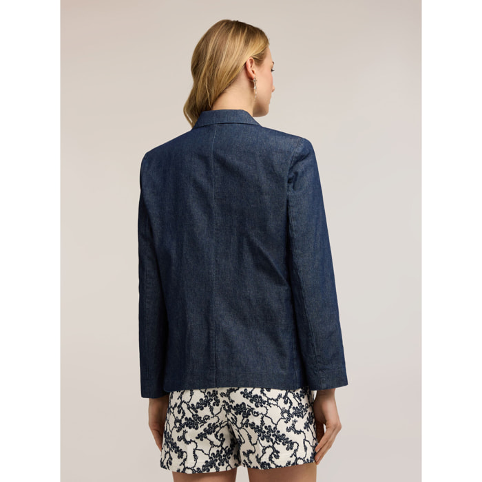 Motivi - Blazer monopetto in chambray - Blu