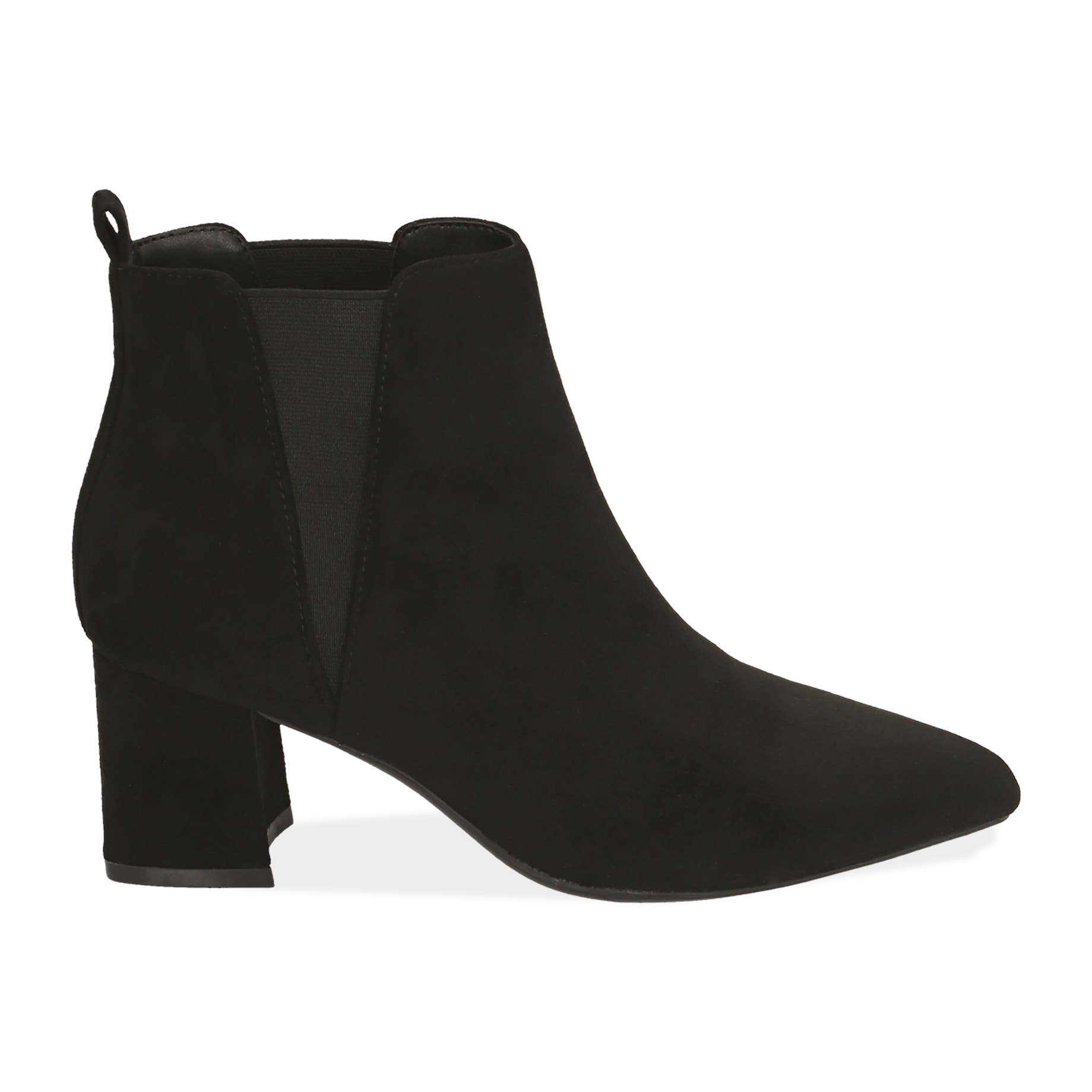 Ankle boots neri in microfibra, tacco 6 cm