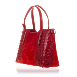 Fiesole Bolso tote Mujer.Piel auténtica Gamuza Grabado Cocodrilo