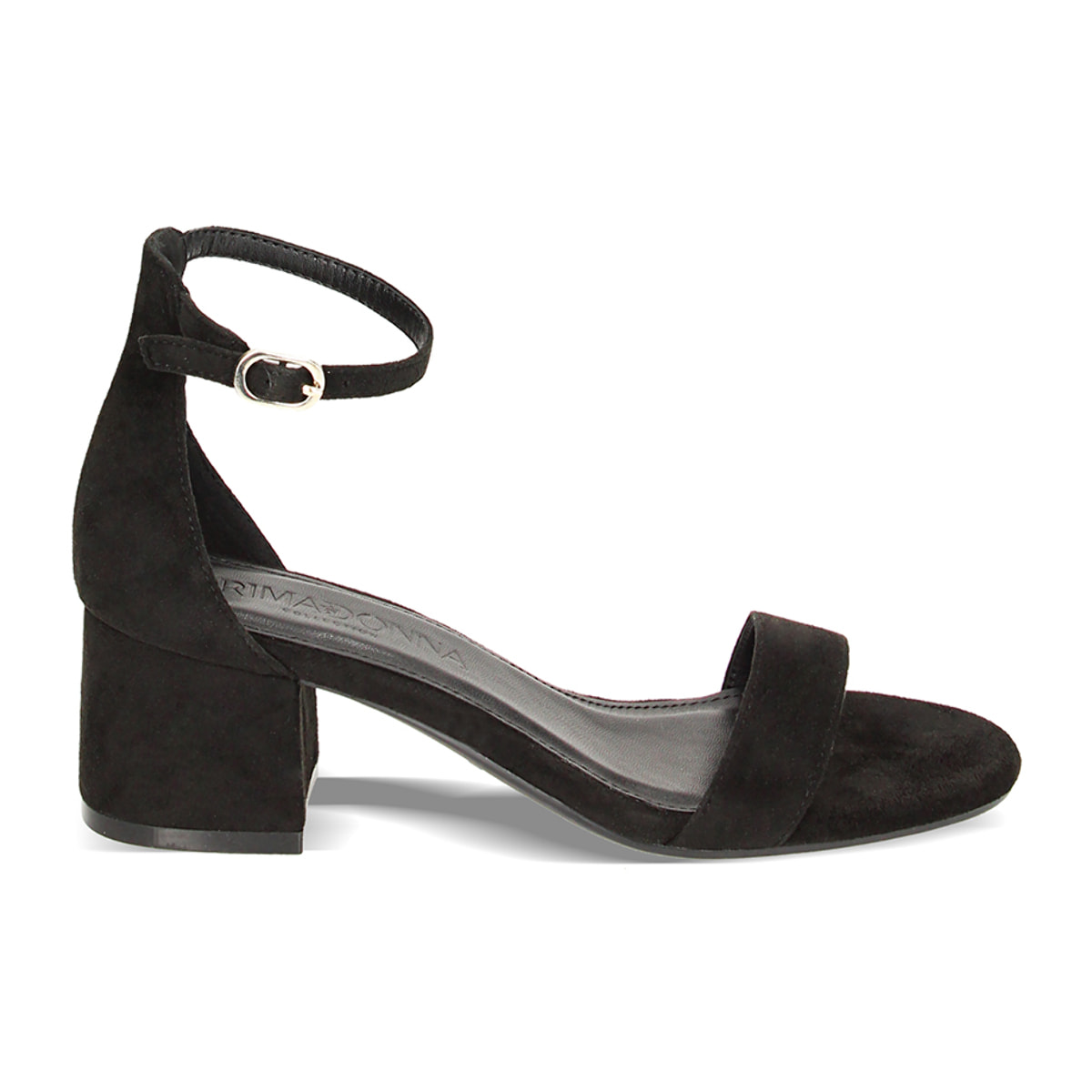 Sandalias con tacón negras de microfibra