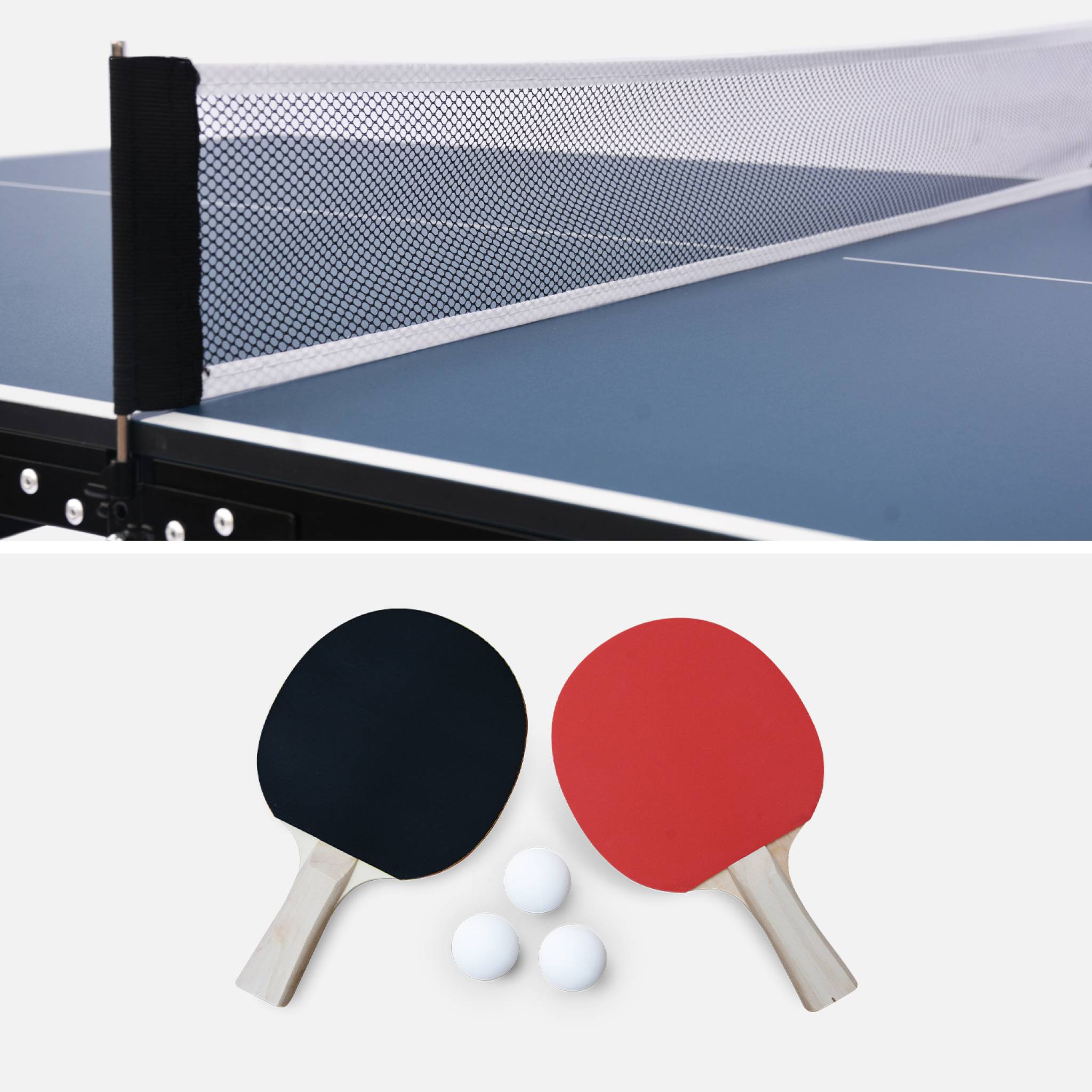 Table de ping pong d'intérieur médium avec 2 raquettes et 3 balles  TABLE DE PING PONG MEDIUM PLIABLE