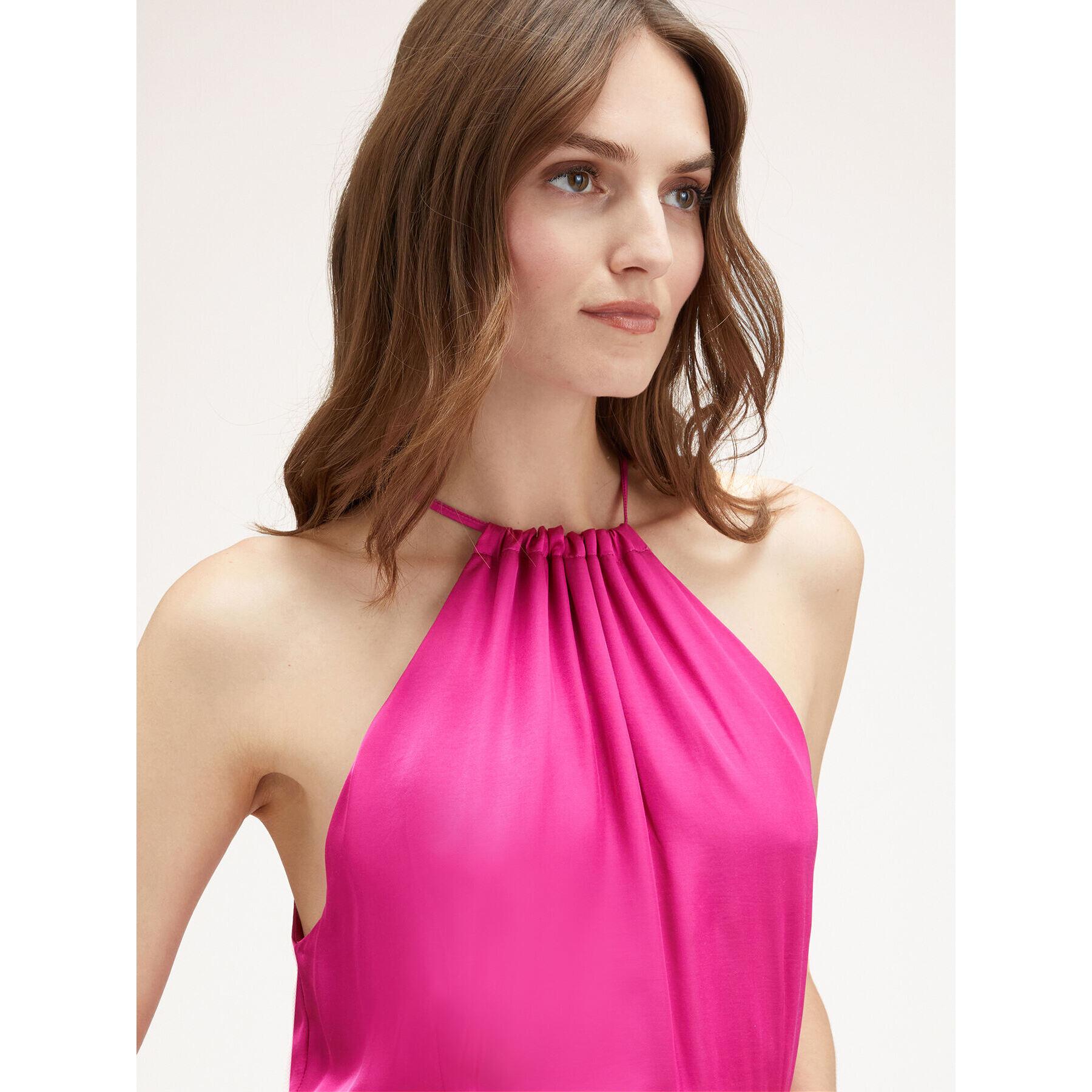 Motivi - Vestido halter de raso - Fuchsia