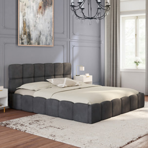 Lit coffre Bubble 160x200cm velours gris