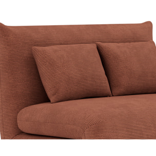 Lumi - Banquette convertible clic-clac 1 place en velours côtelé - Terracotta