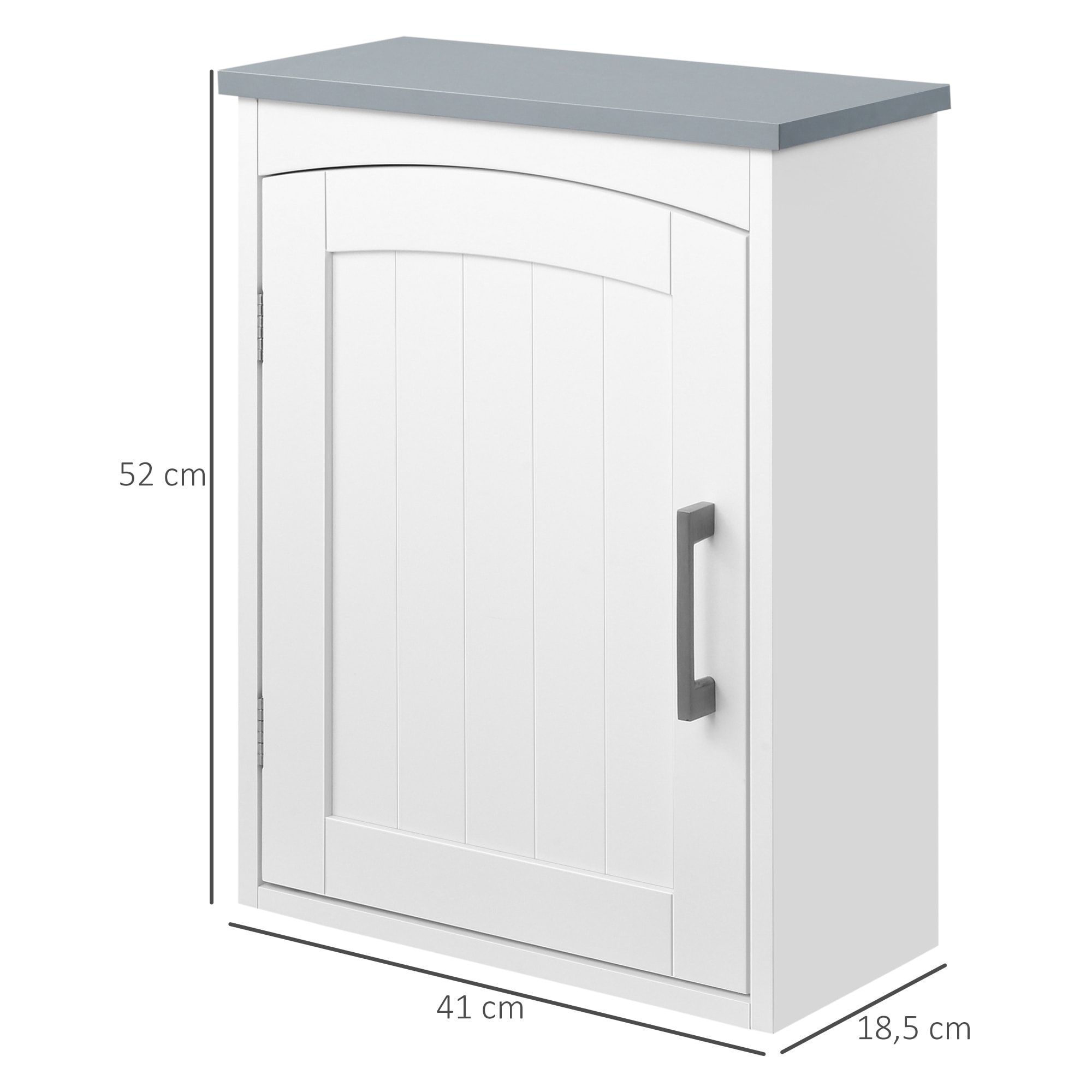 Armoire haute murale de salle de bain ou WC - placard porte avec étagère réglable - dim. 41L x 18l x 52H cm - MDF blanc gris