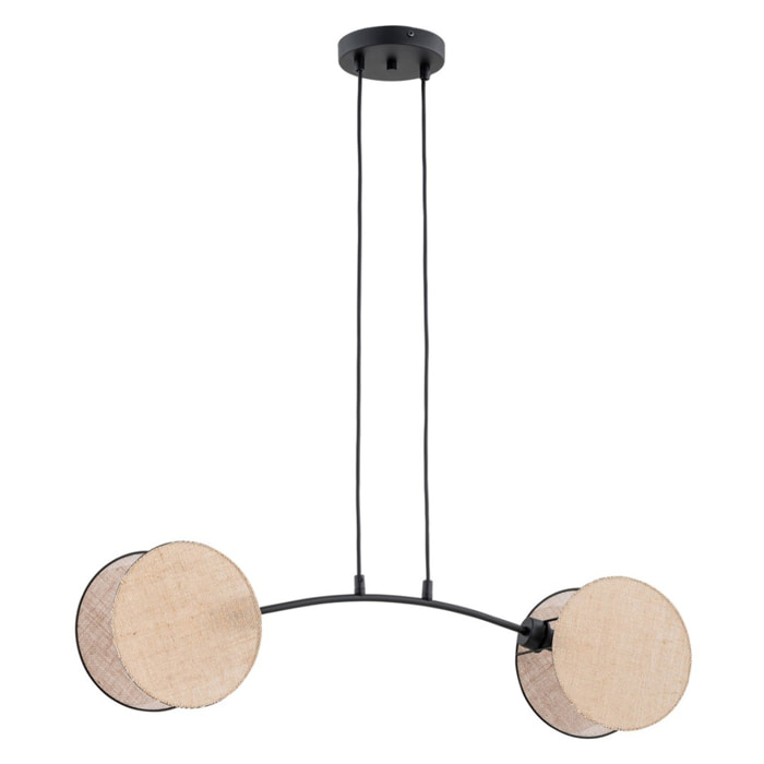 Lampada a sospensione MOTIF in acciaio nero e tessuto beige