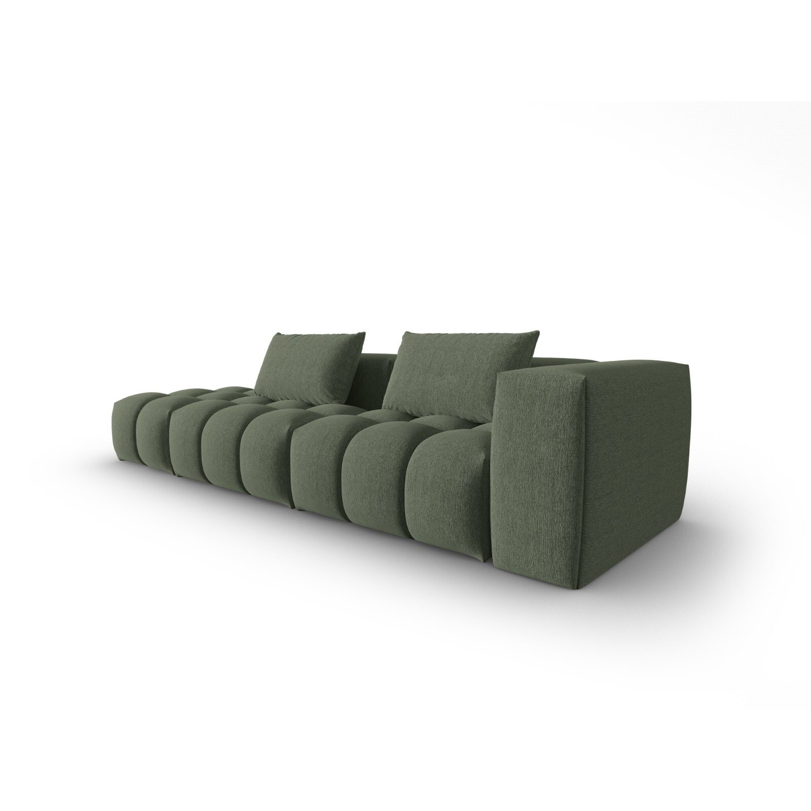 Canapé modulable gauche "Lorella" 3 places en tissu structurel vert olive foncé